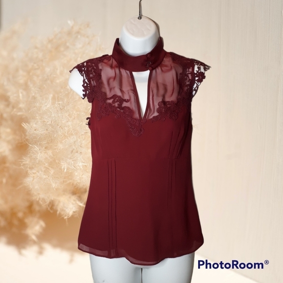 Le Chateau Blouse Burgandy Size Xxs - Picture 1 of 8